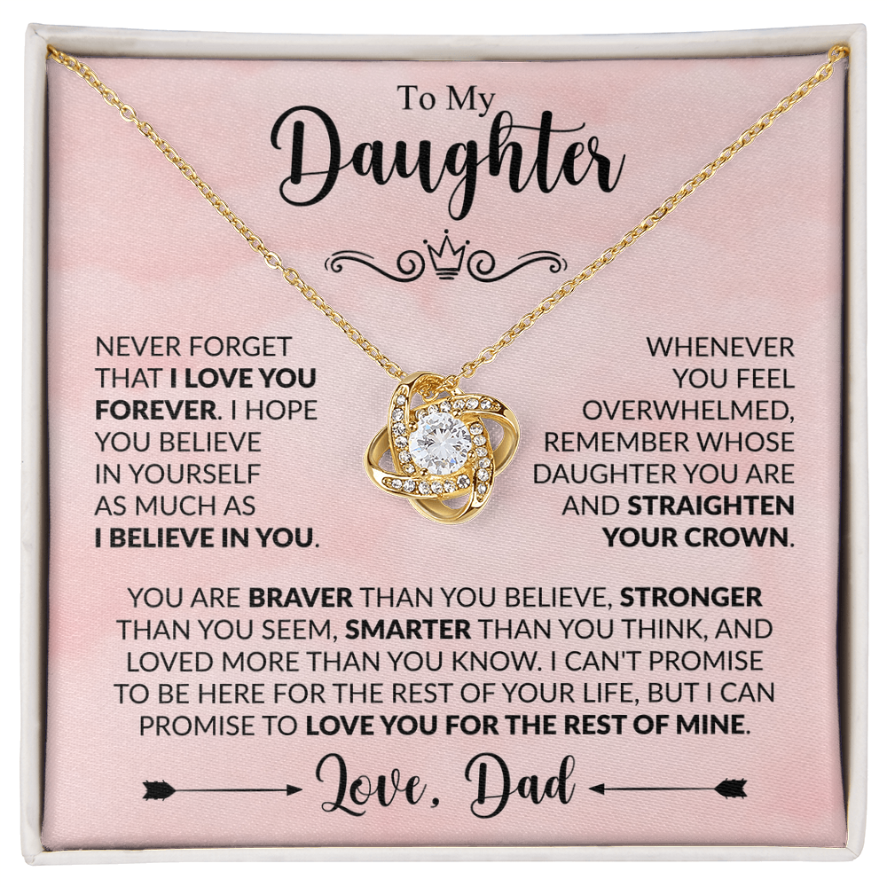 To My Daughter,Love Knot Necklace.