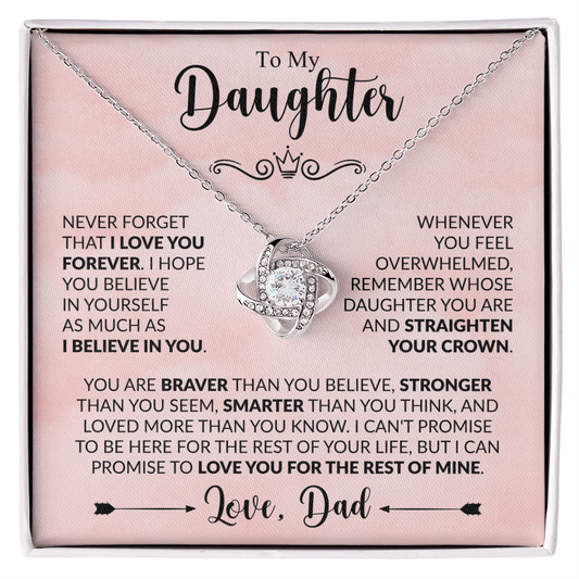 To My Daughter,Love Knot Necklace.