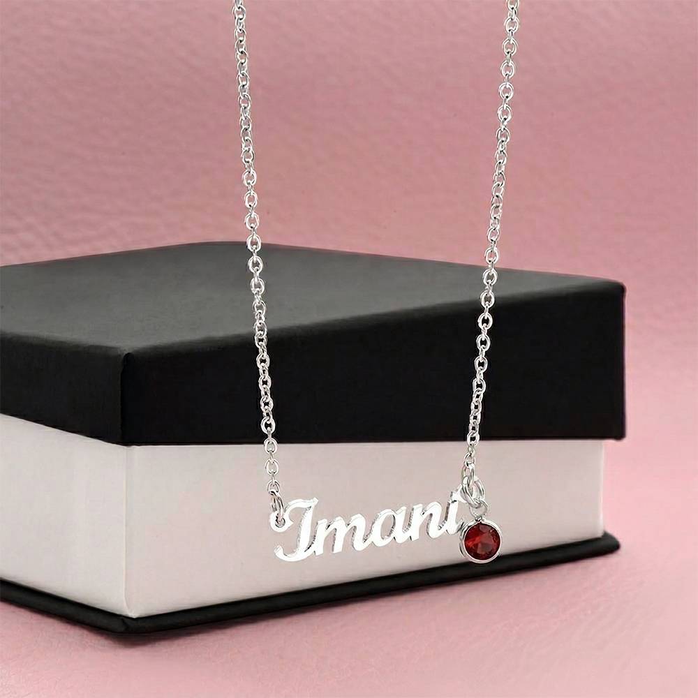 Custom Name Necklace with Birthstone