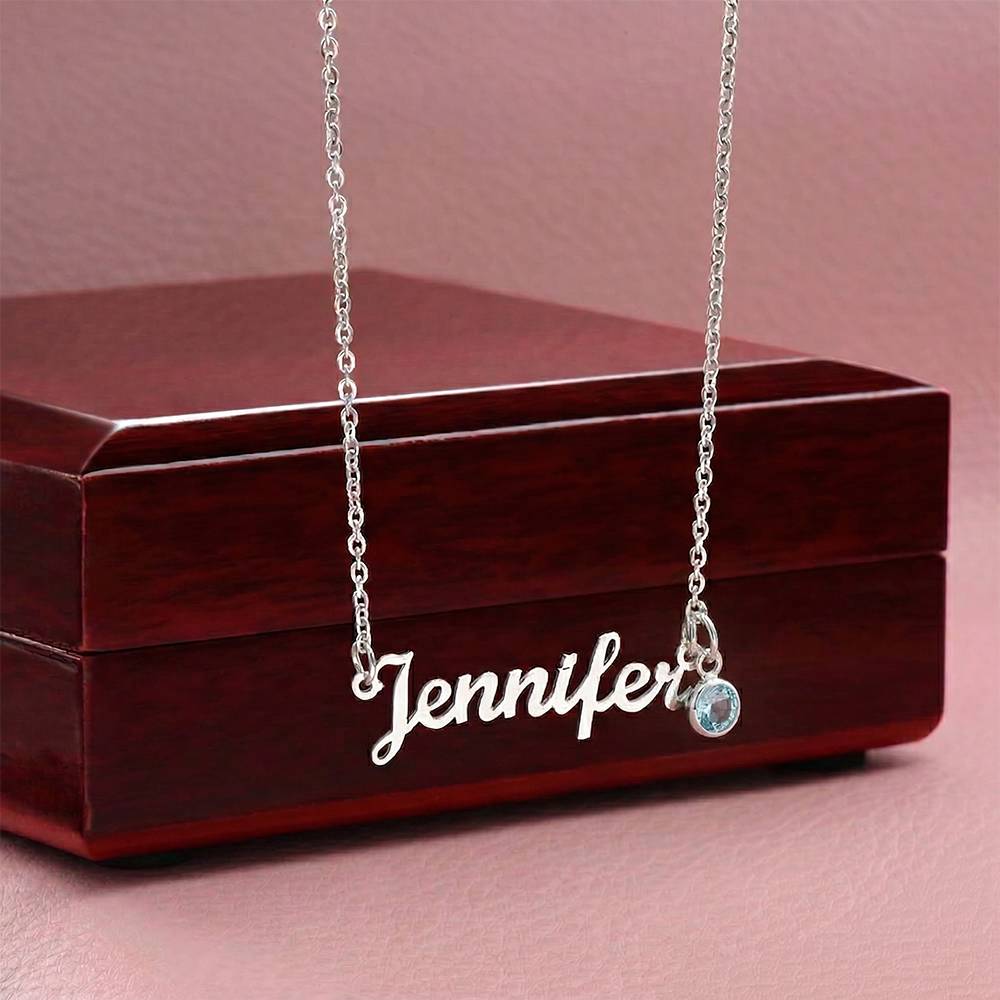 Custom Name Necklace with Birthstone