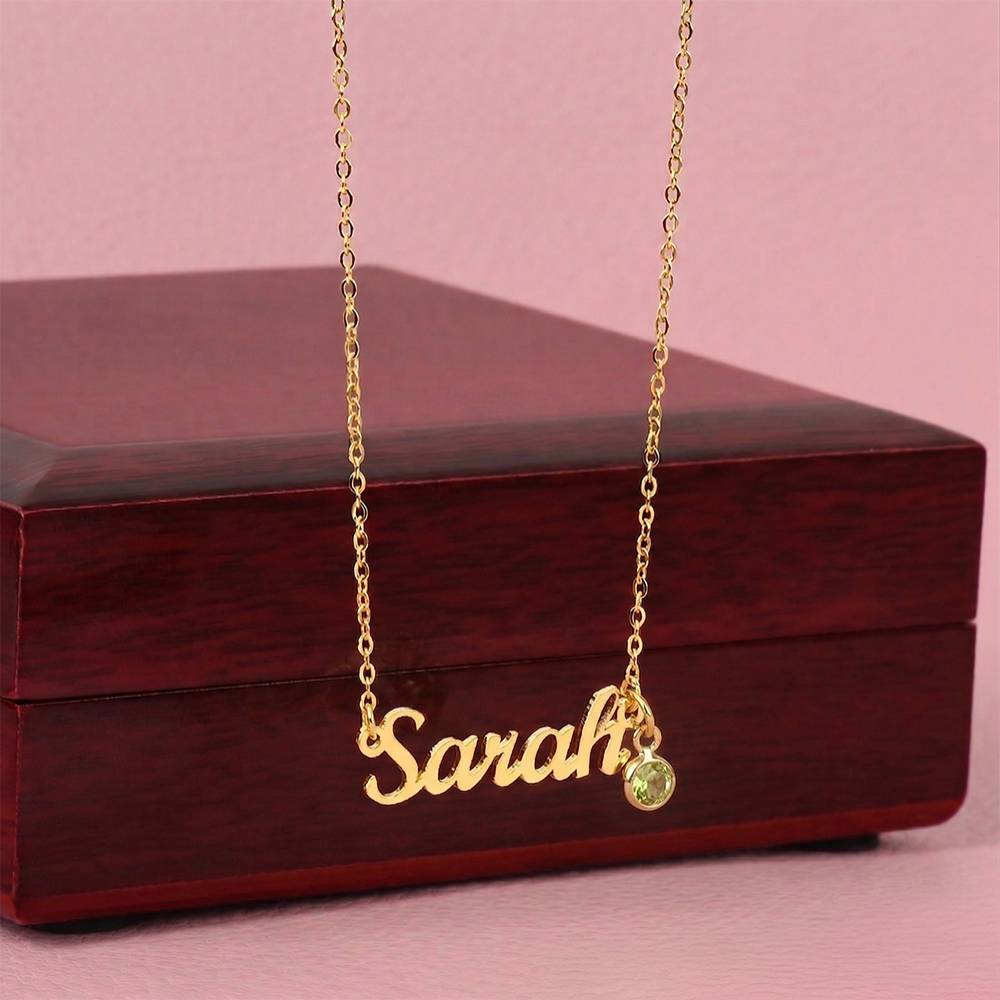 Custom Name Necklace with Birthstone