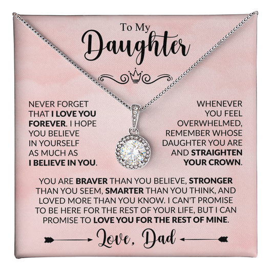 To My Daughter 14k white gold finish over stainless steel