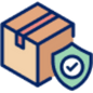 A stylized graphic of a brown cardboard box with a check mark next to it, indicating a service related to package protection.