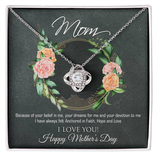 Mom Love Knot Necklace (Yellow & White Gold Variants)