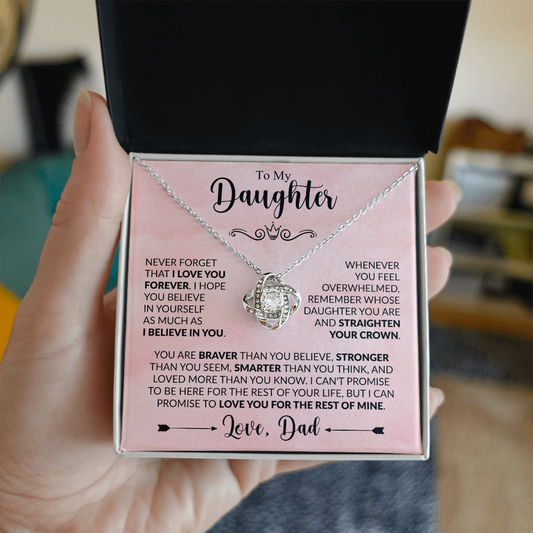 To My Daughter,Love Knot Necklace.
