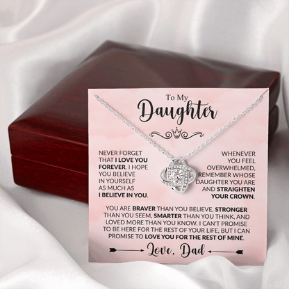 To My Daughter,Love Knot Necklace.