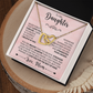 To My Daughter "Love,Mom" Interlocking Hearts necklace