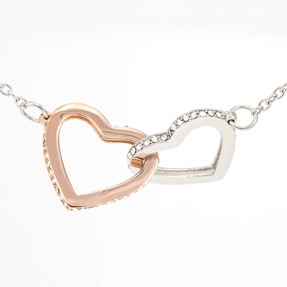 To My Daughter "Love,Mom" Interlocking Hearts necklace