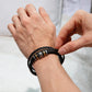 Close-up of Love You Forever engraved stainless steel bracelet clasp