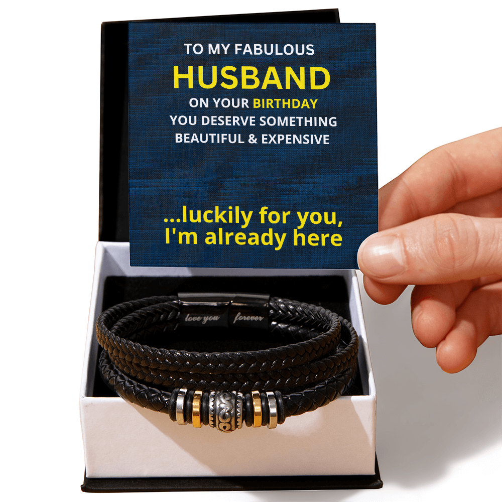 Men's Love You Forever engraved bracelet in two tone gift box