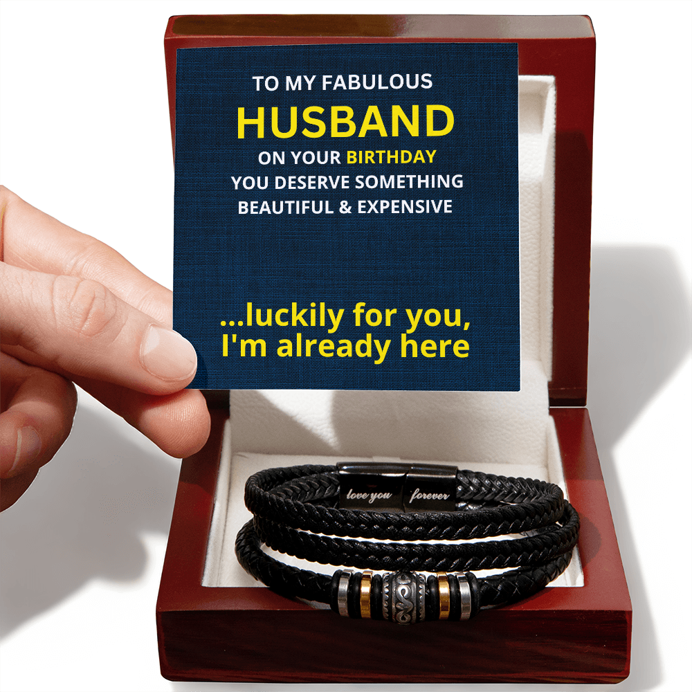 Love You Forever men's bracelet in luxury LED mahogany gift box