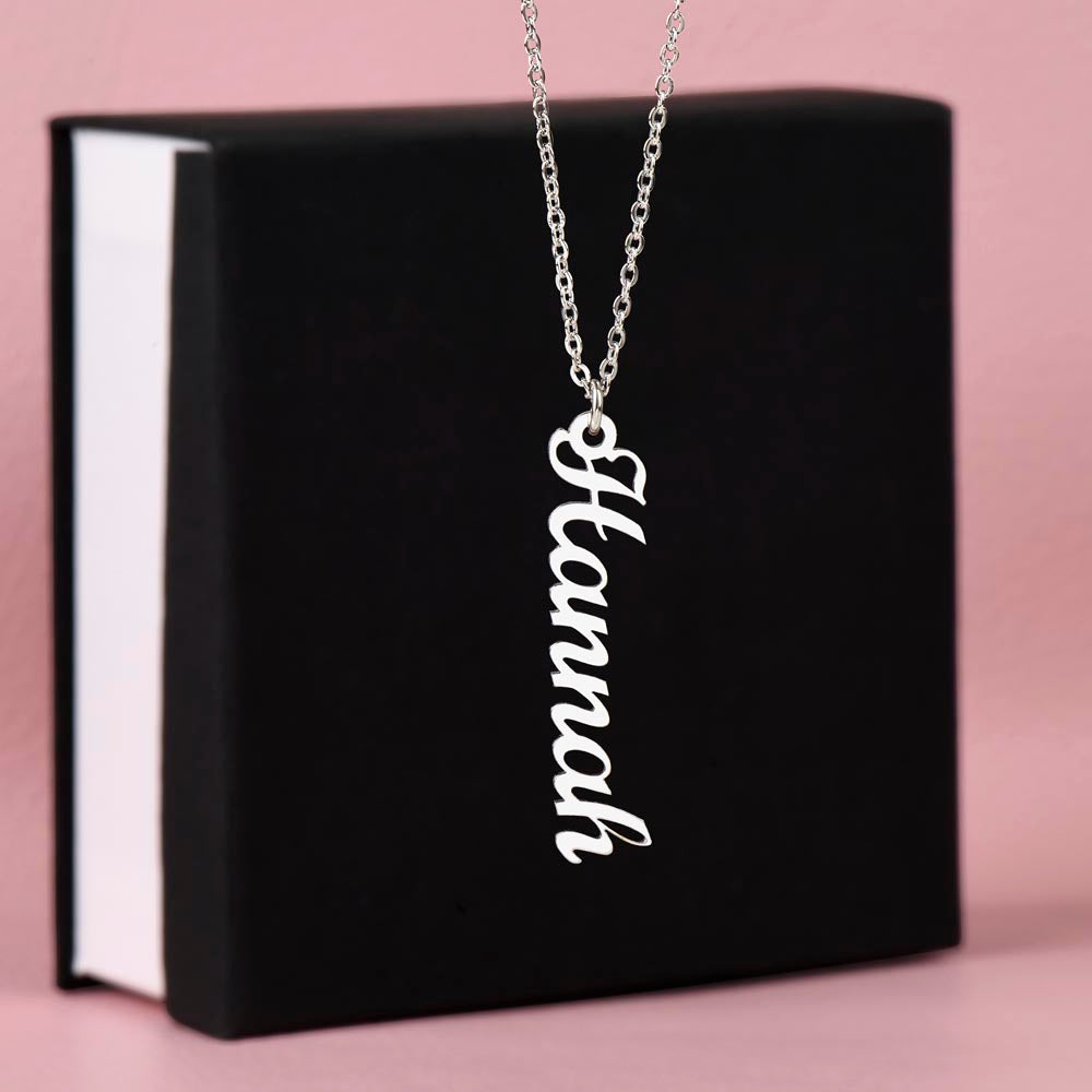 Give your special someone a custom vertical necklace made just for them! Our Personalized Vertical Name Necklace is the perfect gift for your loved ones and will become a versatile accessory for any occasion. From a heart-warming holiday present, anniversary or birthday gift, or just because, this unique necklace adds a trendy touch to any outfit.