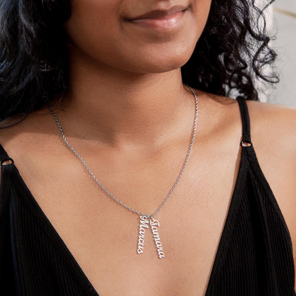 Give your special someone a custom vertical necklace made just for them! Our Personalized Vertical Name Necklace is the perfect gift for your loved ones and will become a versatile accessory for any occasion. From a heart-warming holiday present, anniversary or birthday gift, or just because, this unique necklace adds a trendy touch to any outfit.