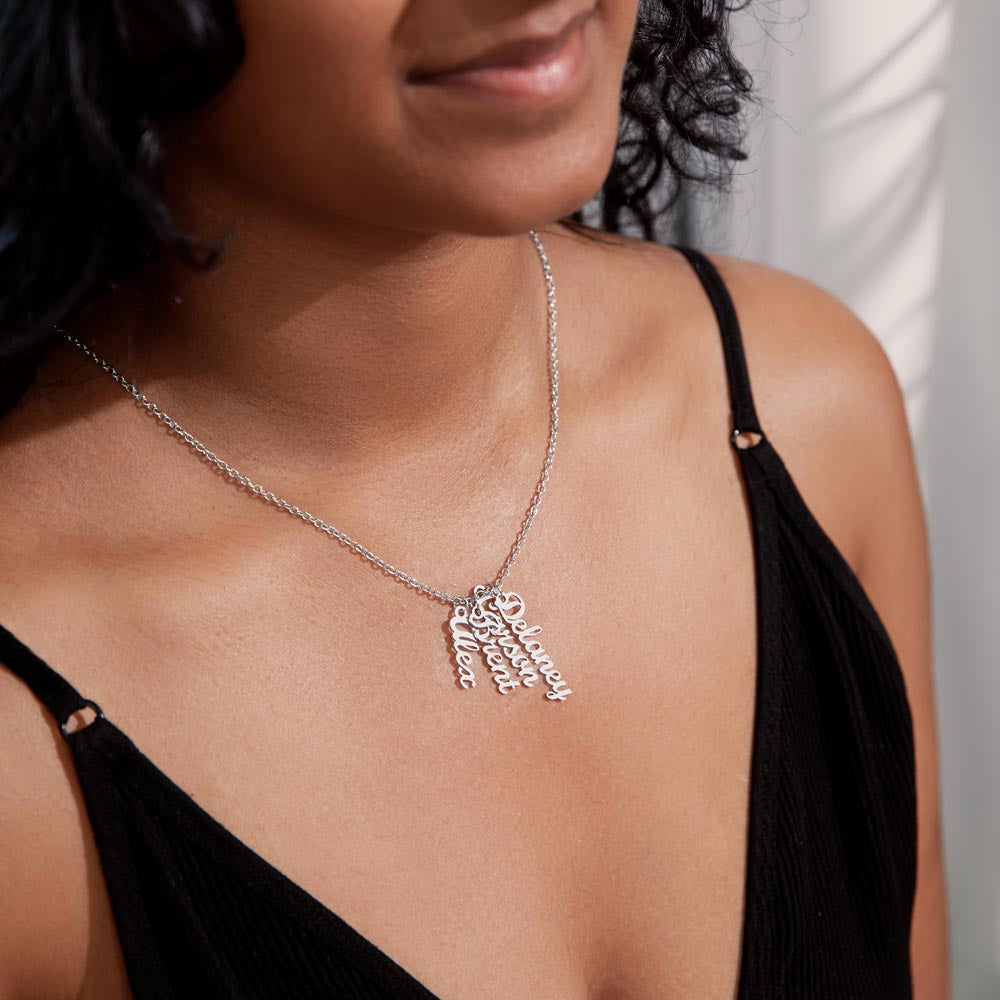 Give your special someone a custom vertical necklace made just for them! Our Personalized Vertical Name Necklace is the perfect gift for your loved ones and will become a versatile accessory for any occasion. From a heart-warming holiday present, anniversary or birthday gift, or just because, this unique necklace adds a trendy touch to any outfit.