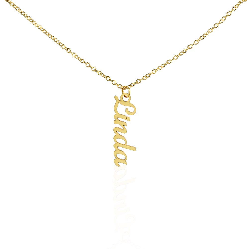 Give your special someone a custom vertical necklace made just for them! Our Personalized Vertical Name Necklace is the perfect gift for your loved ones and will become a versatile accessory for any occasion. From a heart-warming holiday present, anniversary or birthday gift, or just because, this unique necklace adds a trendy touch to any outfit.