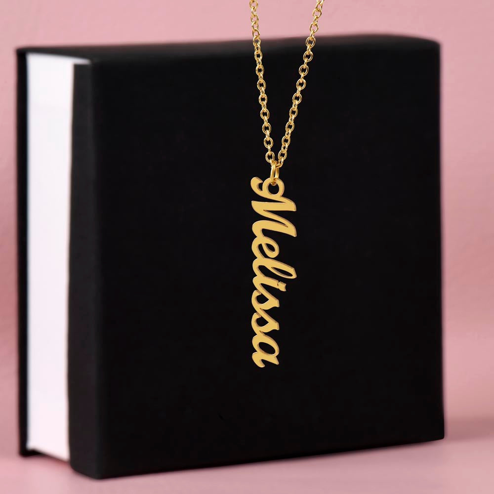 Give your special someone a custom vertical necklace made just for them! Our Personalized Vertical Name Necklace is the perfect gift for your loved ones and will become a versatile accessory for any occasion. From a heart-warming holiday present, anniversary or birthday gift, or just because, this unique necklace adds a trendy touch to any outfit.