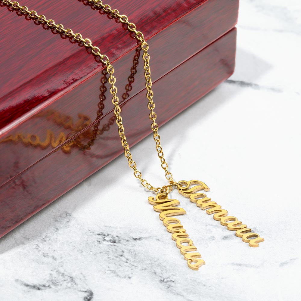 Give your special someone a custom vertical necklace made just for them! Our Personalized Vertical Name Necklace is the perfect gift for your loved ones and will become a versatile accessory for any occasion. From a heart-warming holiday present, anniversary or birthday gift, or just because, this unique necklace adds a trendy touch to any outfit.