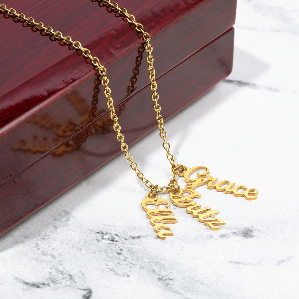 Give your special someone a custom vertical necklace made just for them! Our Personalized Vertical Name Necklace is the perfect gift for your loved ones and will become a versatile accessory for any occasion. From a heart-warming holiday present, anniversary or birthday gift, or just because, this unique necklace adds a trendy touch to any outfit.