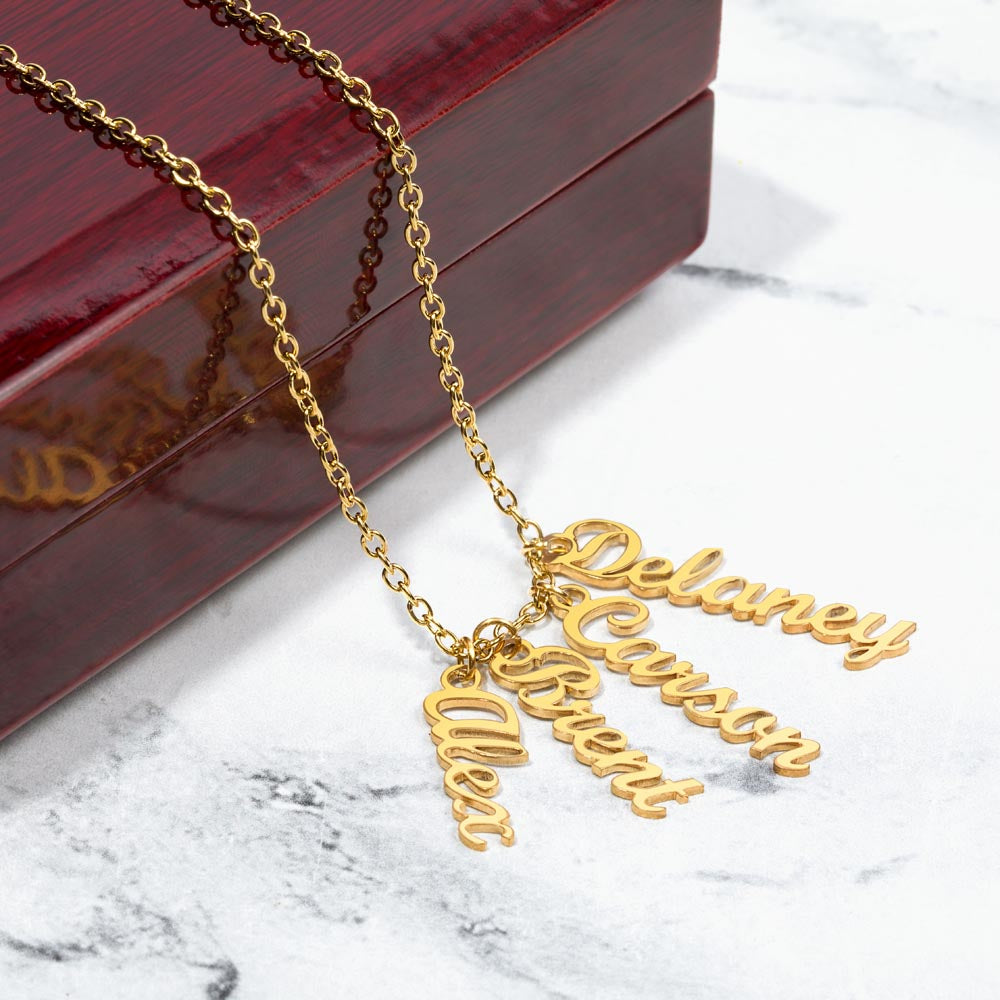 Give your special someone a custom vertical necklace made just for them! Our Personalized Vertical Name Necklace is the perfect gift for your loved ones and will become a versatile accessory for any occasion. From a heart-warming holiday present, anniversary or birthday gift, or just because, this unique necklace adds a trendy touch to any outfit.