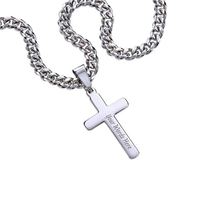Personalized Cross with Cuban Link Chain