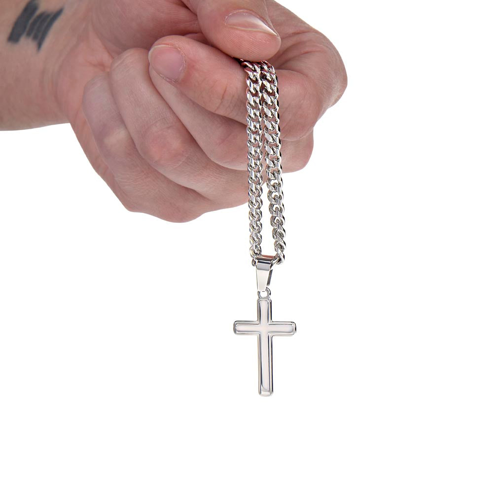 Personalized Cross with Cuban Link Chain