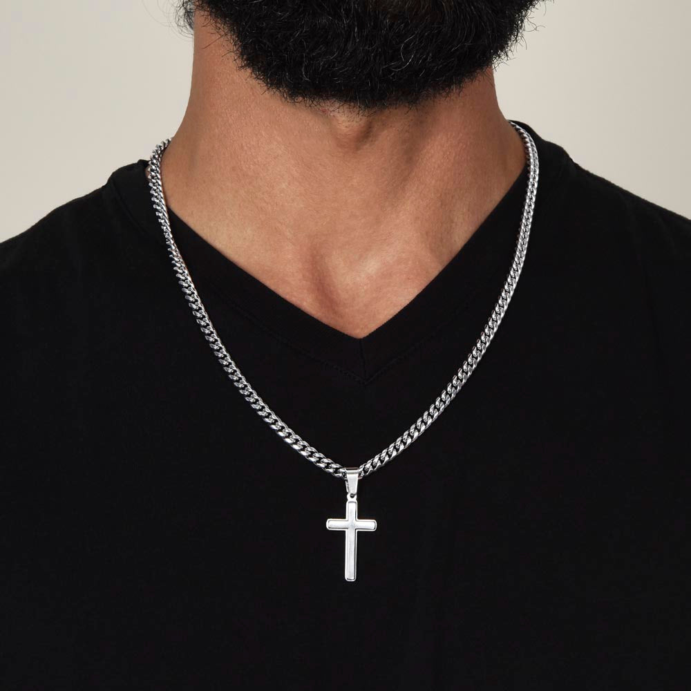 Personalized Cross with Cuban Link Chain