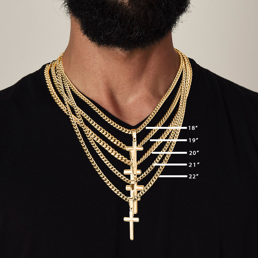 Personalized Cross with Cuban Link Chain