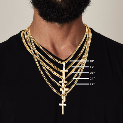 Personalized Cross with Cuban Link Chain