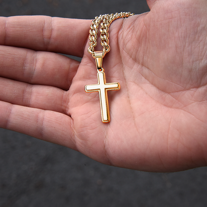 Personalized Cross with Cuban Link Chain